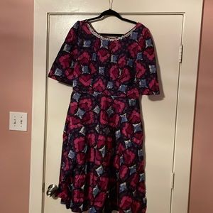 African print dress.